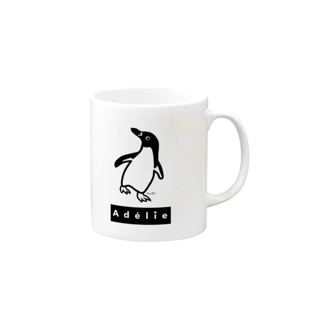 みみはんこ/消しゴムはんこのAdélie Penguin (+logo B) マグカップの取っ手の右面