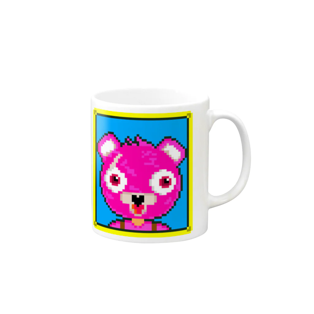 Cartoon☆style☆Fortniteのピンクのくまちゃんドット絵 Mug :right side of the handle