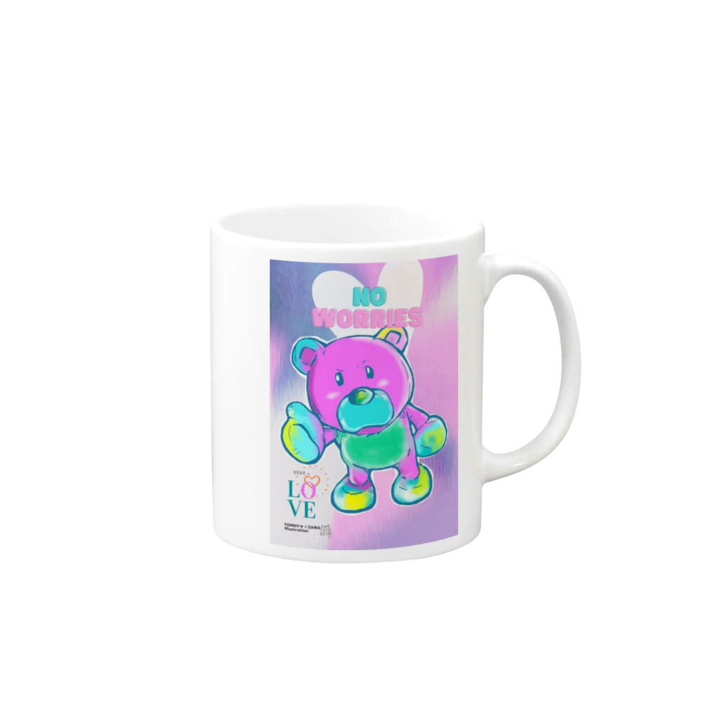 TOMMY★☆ZAWA　ILLUSTRATIONのだいじょうぶ。くま。カラー。 Mug :right side of the handle