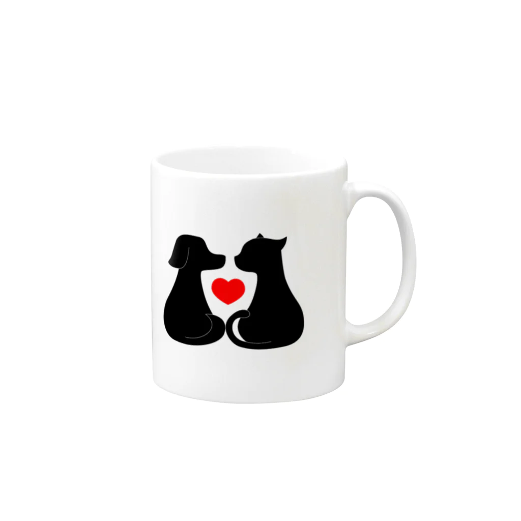 hirobutaのdog&cat Mug :right side of the handle