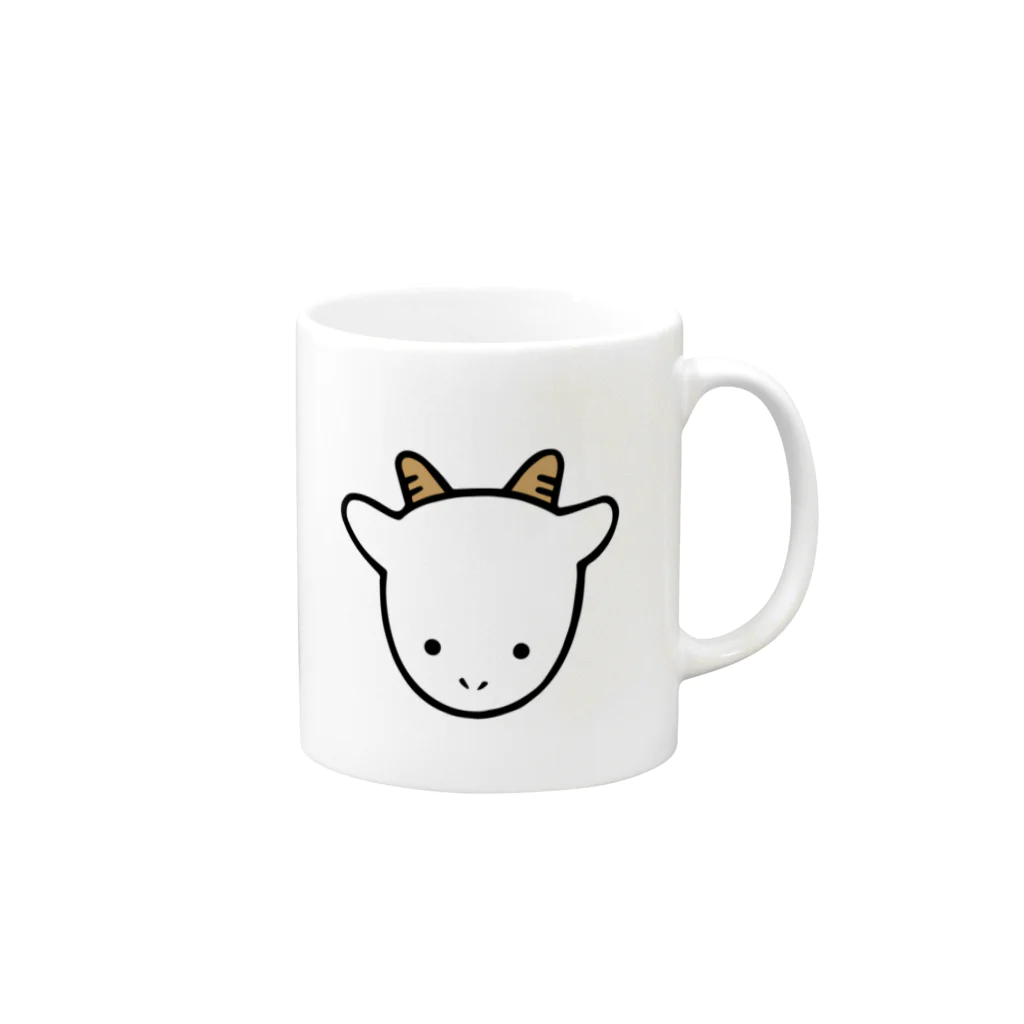 げんじぃの吉がけ牧場 / 76歳のヤギ飼いのヤギのおもちマグカップ（かおとおしり） Mug :right side of the handle