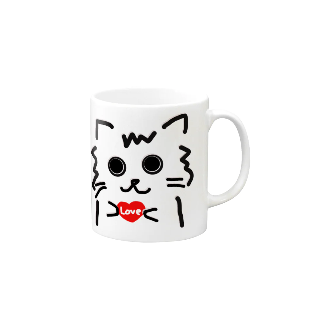 兎猫庵のハート猫 Mug :right side of the handle