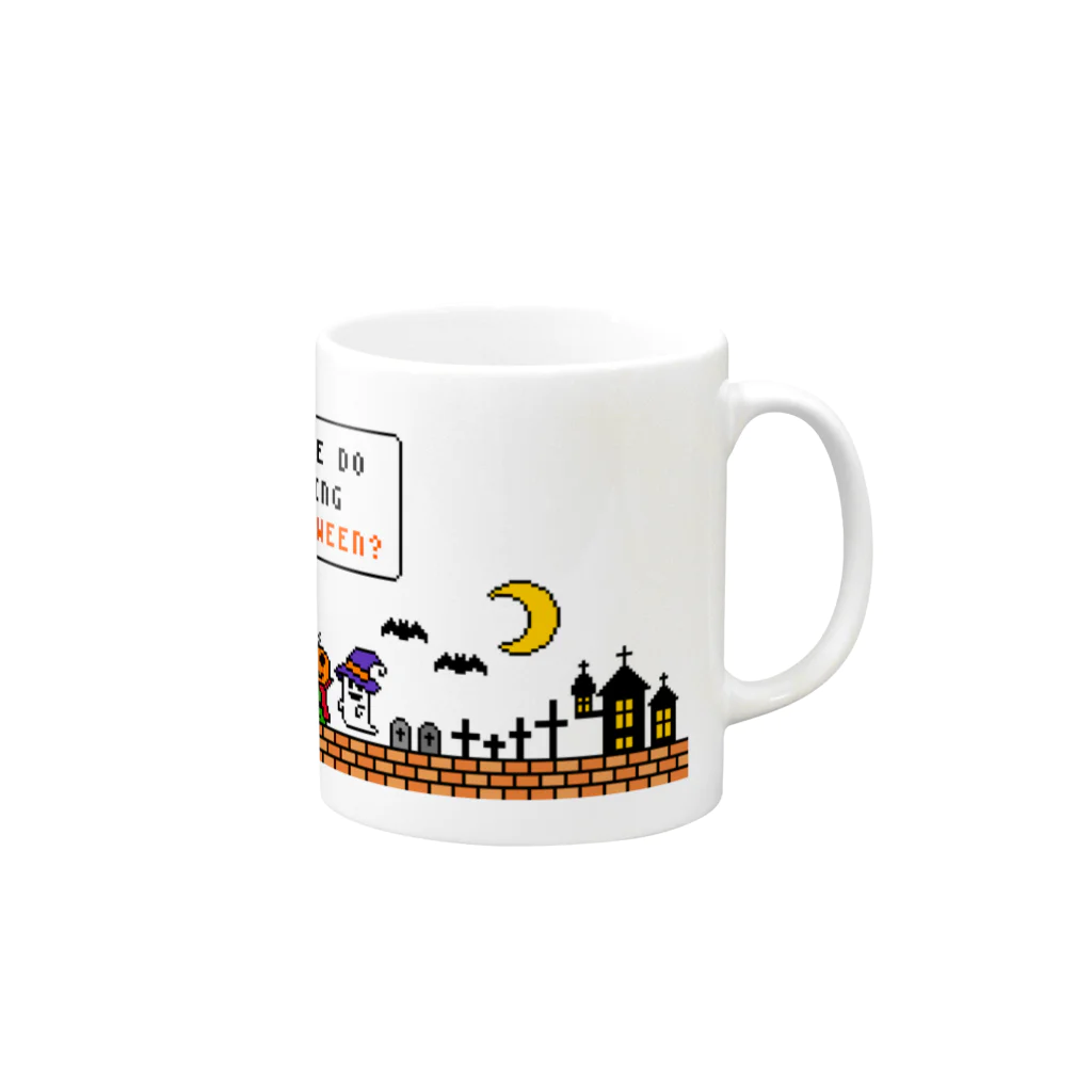 寒がりモンスターのハロウィンモンスターズ(ドット絵) Mug :right side of the handle