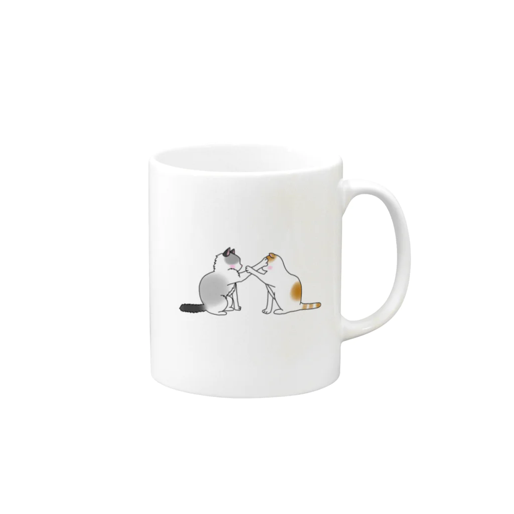 ぬぬこの猫たちの喧嘩 Mug :right side of the handle