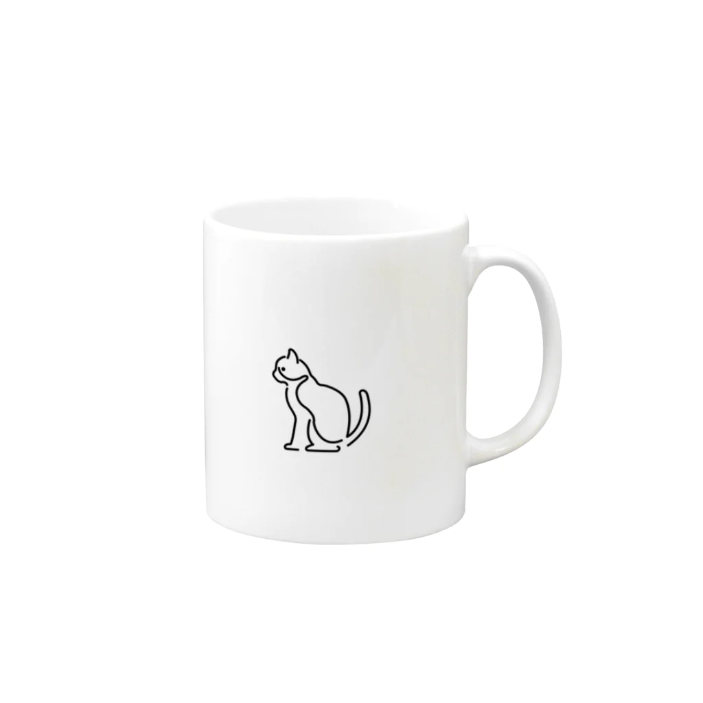 AGJP(ワンポイントアニマルショップ)のバイカラーなねこ Mug :right side of the handle