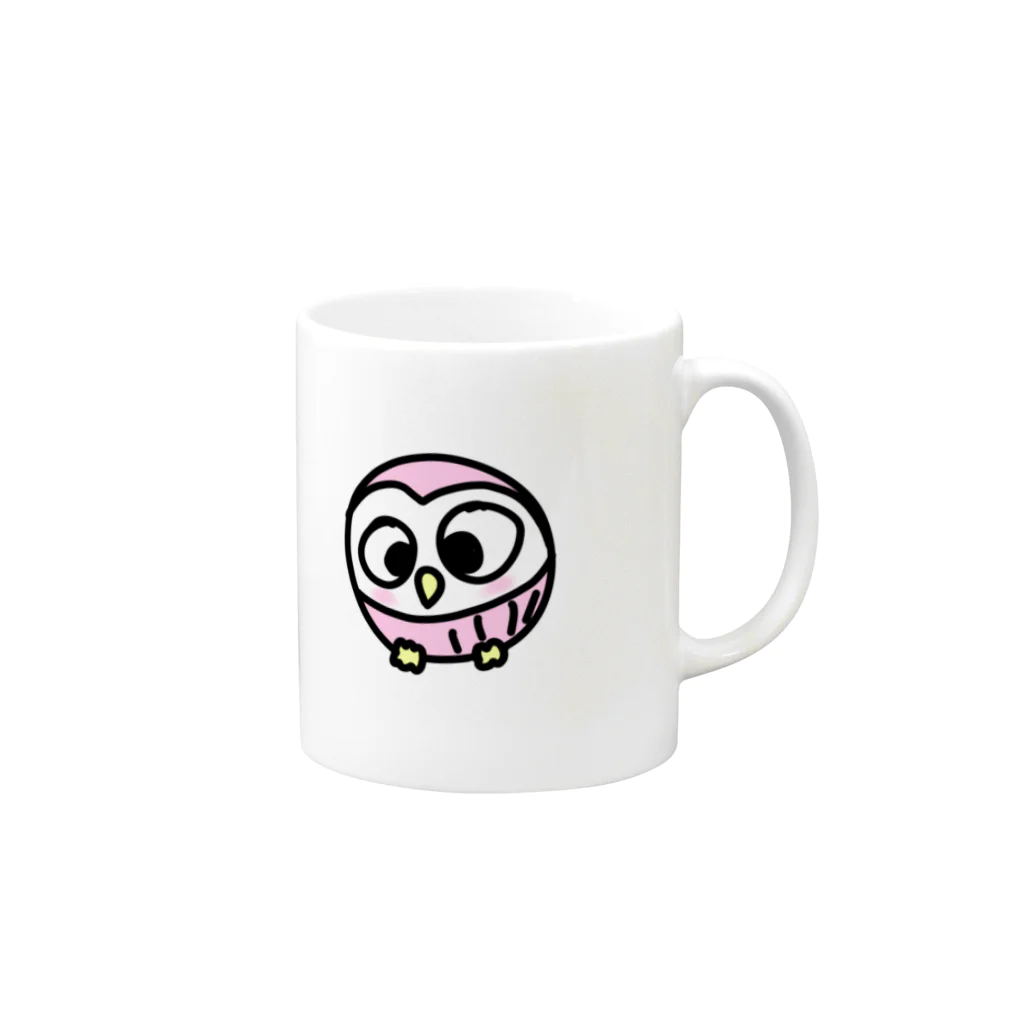 フクロウちゃんの隠れ家のパステルフクロウちゃん Mug :right side of the handle