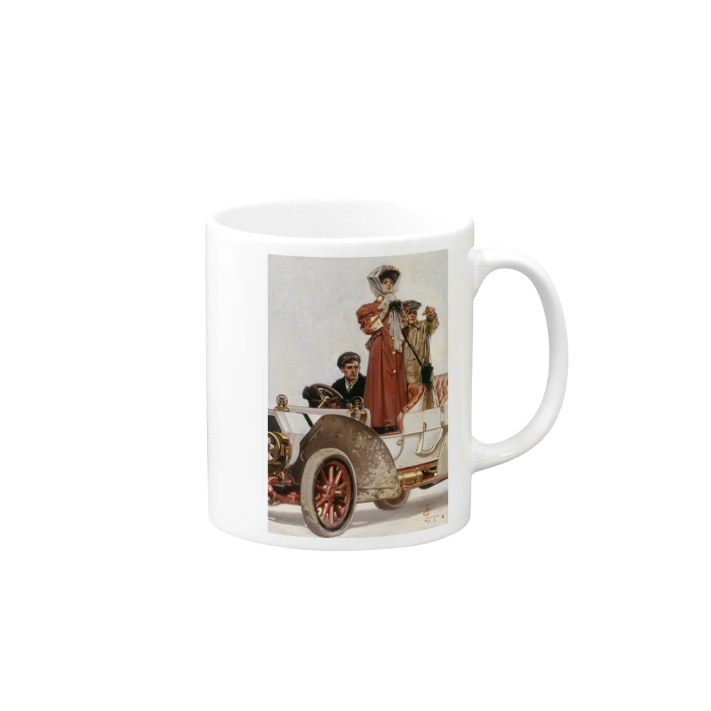 世界の絵画アートグッズのJ・C・ライエンデッカー《貴婦人と自動車》 Mug :right side of the handle