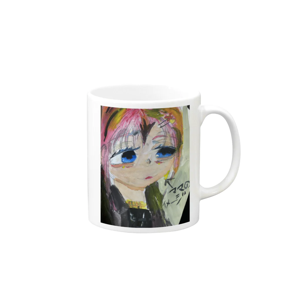 小6自閉スペクトラム症の女の子のお部屋のママのイメージ Mug :right side of the handle