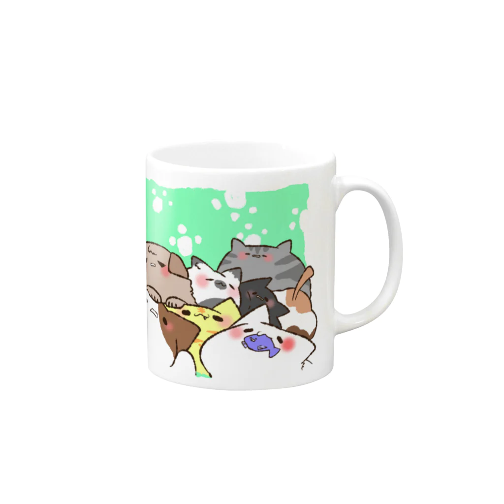 ピコピコハンマーのねこねこねこ Mug :right side of the handle