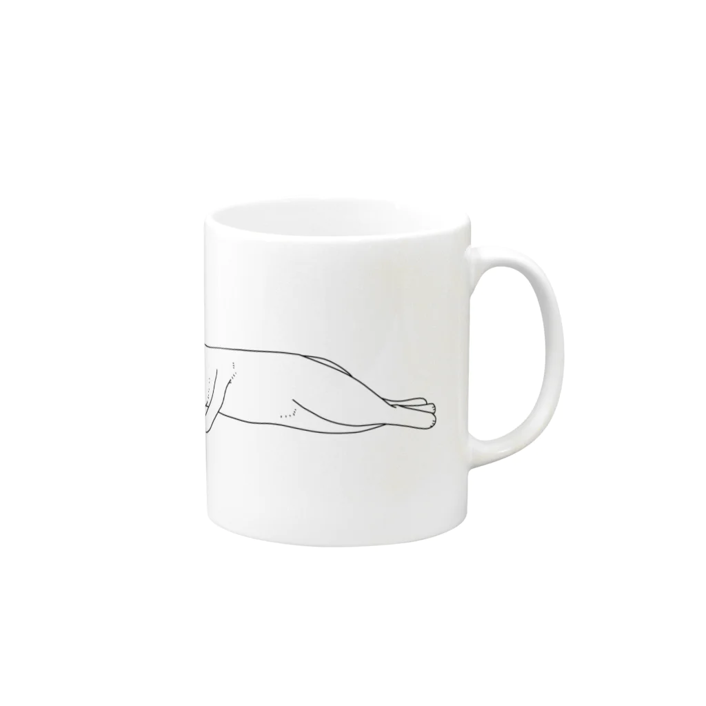 サワネチヒロのショップの起きたくない猫 Mug :right side of the handle