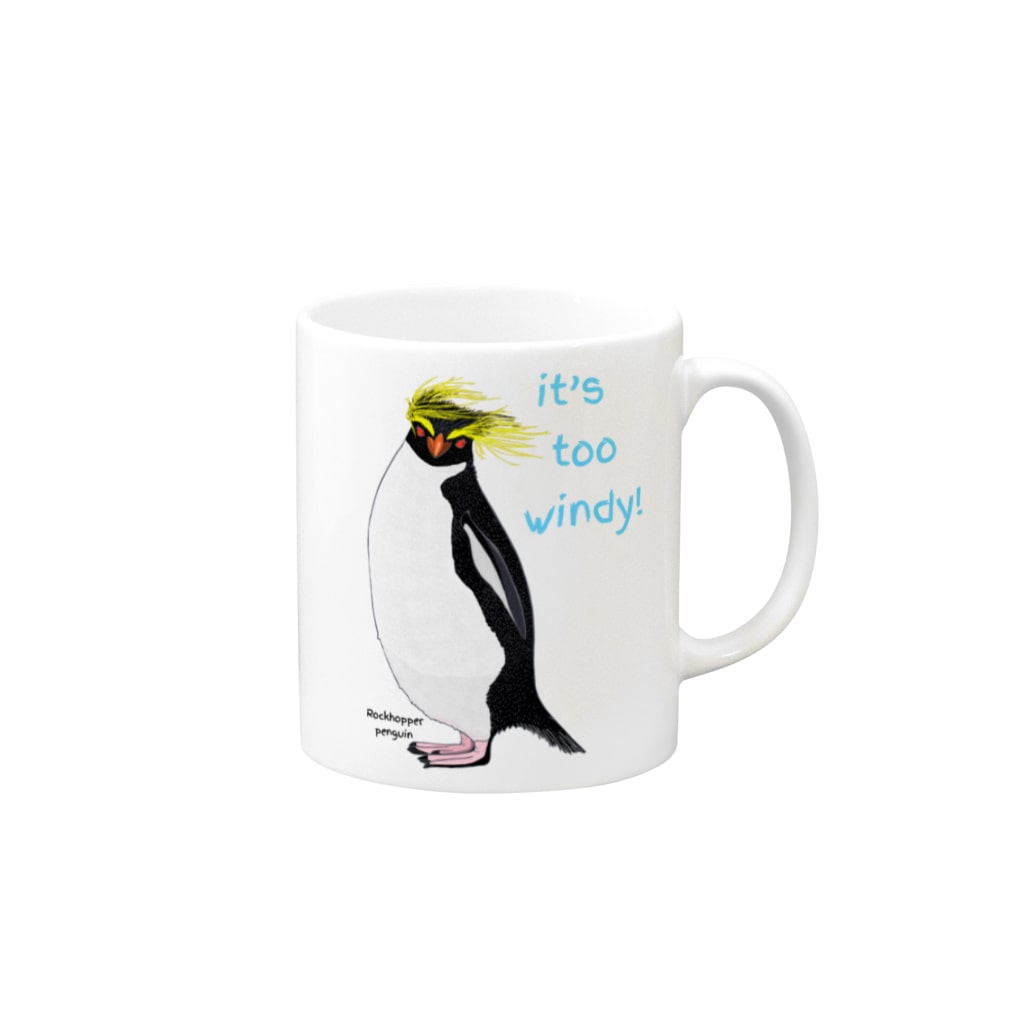 LalaHangeulのRockhopper penguin　(イワトビペンギン) Mug :right side of the handle