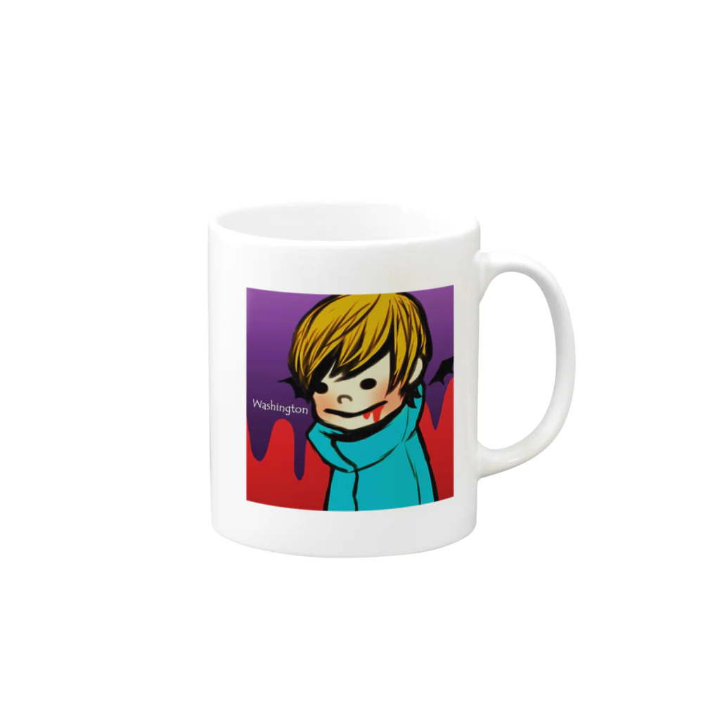 aki@歌いながら絵を描く人のWashingtonくん Mug :right side of the handle