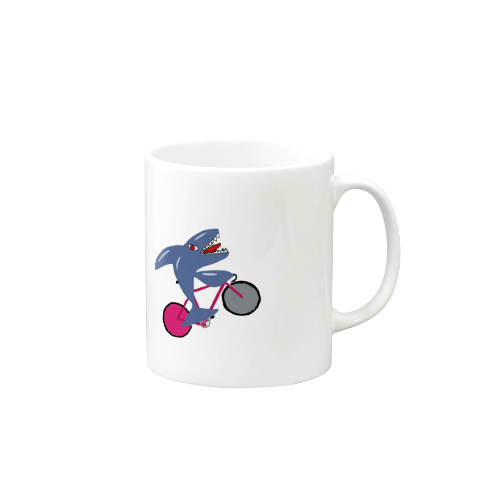 自転車好きの絵描さんの自転車好きのシャチ Mug :right side of the handle