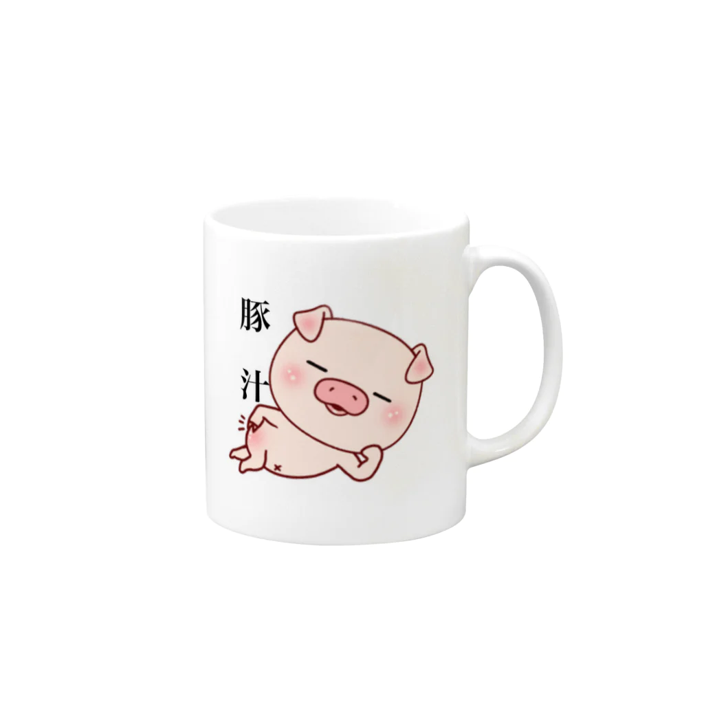 ブー太郎の養豚JAPANのブー太郎カップ マグカップの取っ手の右面