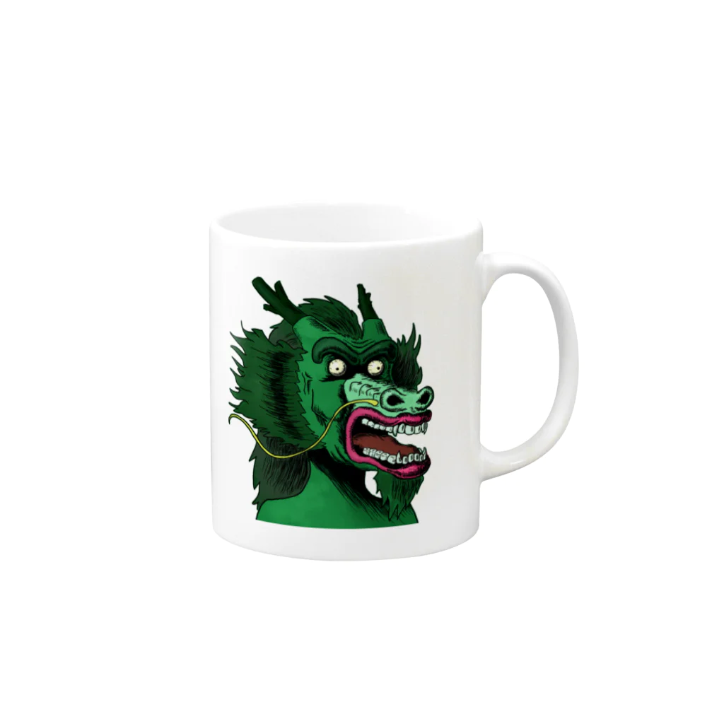 れいしょうのSUZURIのNFT風の龍 ~Dragon Face Is Scar~ Mug :right side of the handle