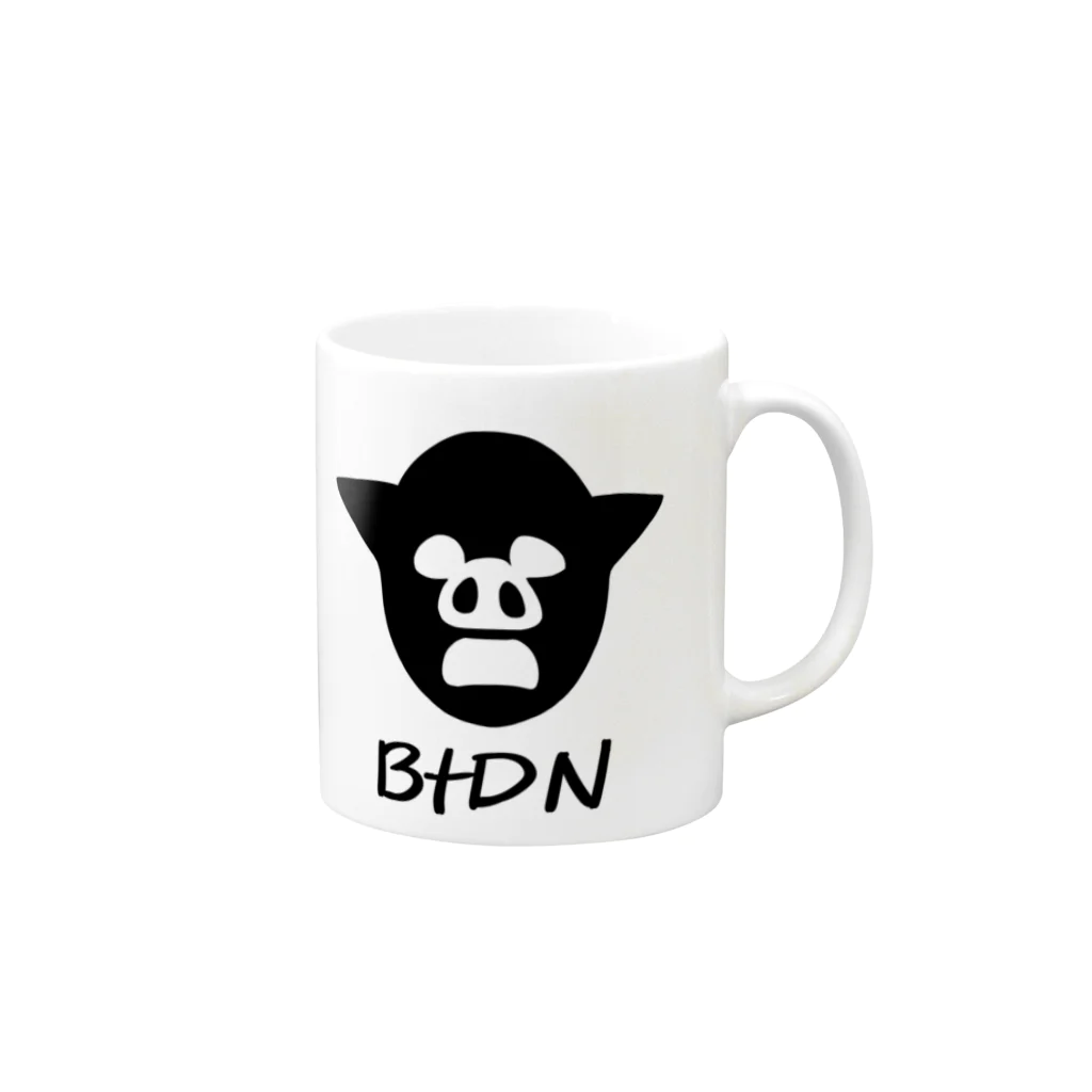 ぶた丼2017の解像度１００億倍BtDNロゴ Mug :right side of the handle