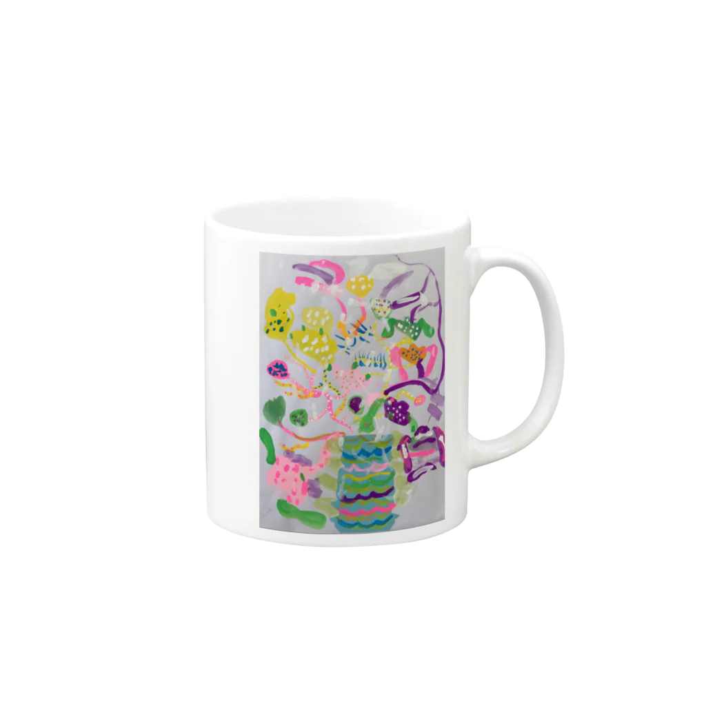 いっちゃんのお店のくねくねお花 Mug :right side of the handle