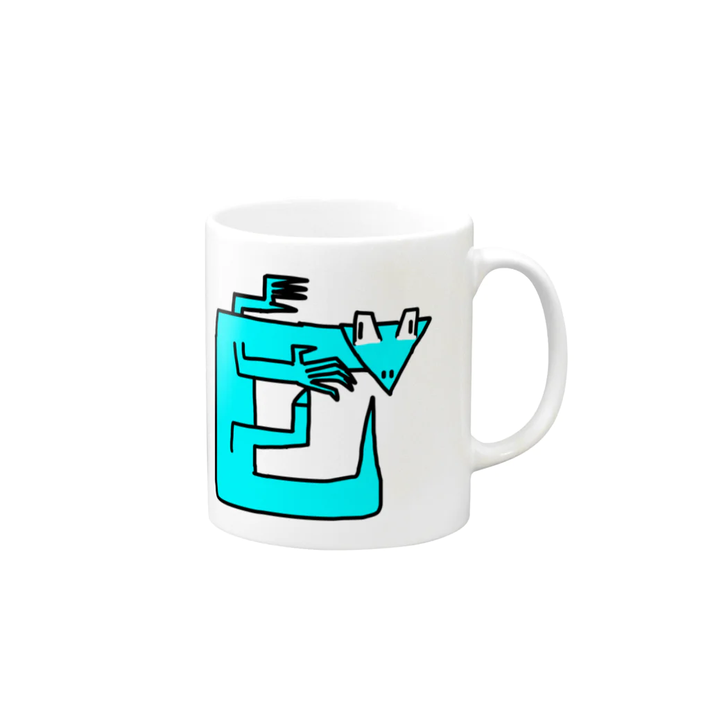 パラサザキ帝王のクソトカゲ壁画 Mug :right side of the handle