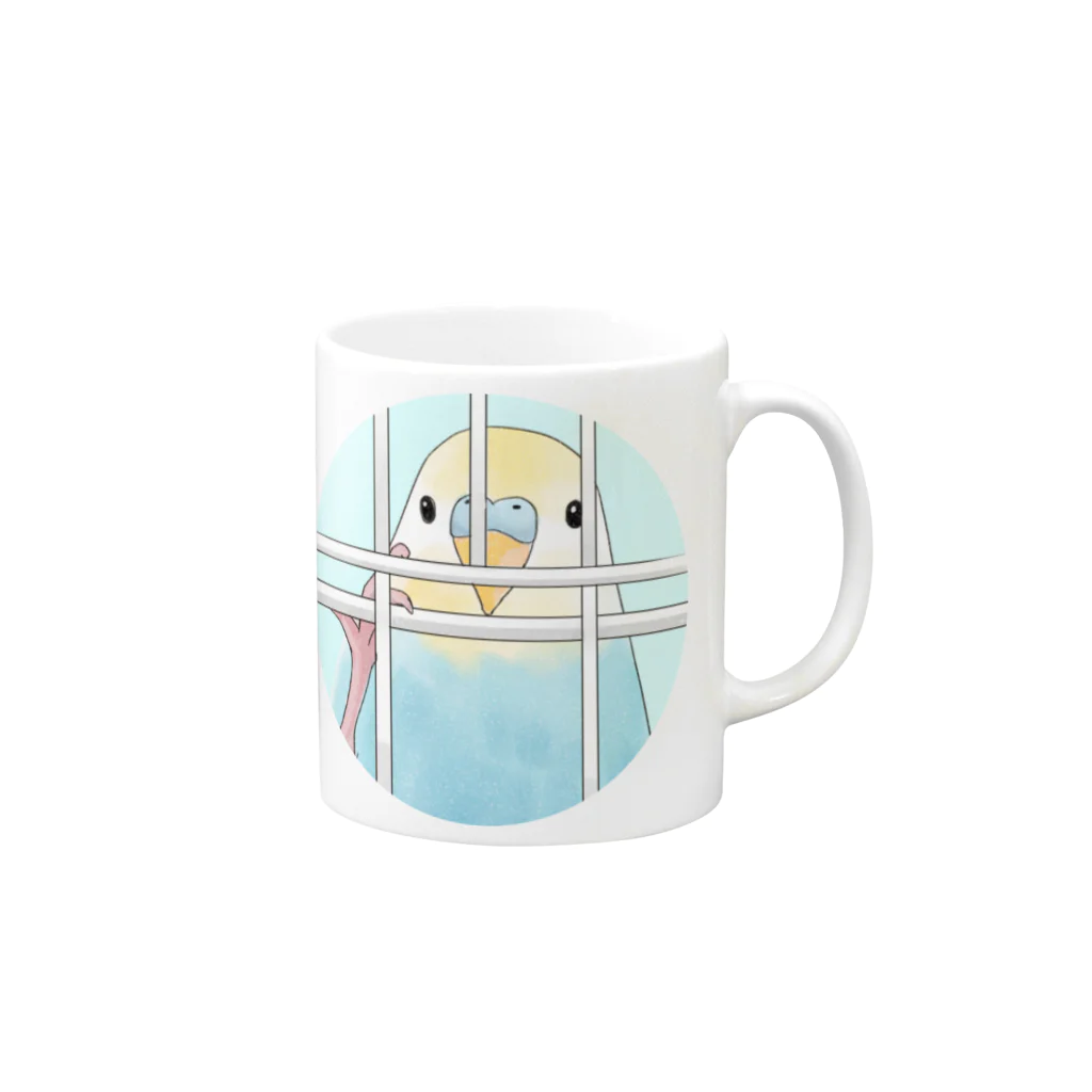 まめるりはことりの可愛いのぞき見セキセイインコちゃん【まめるりはことり】 Mug :right side of the handle