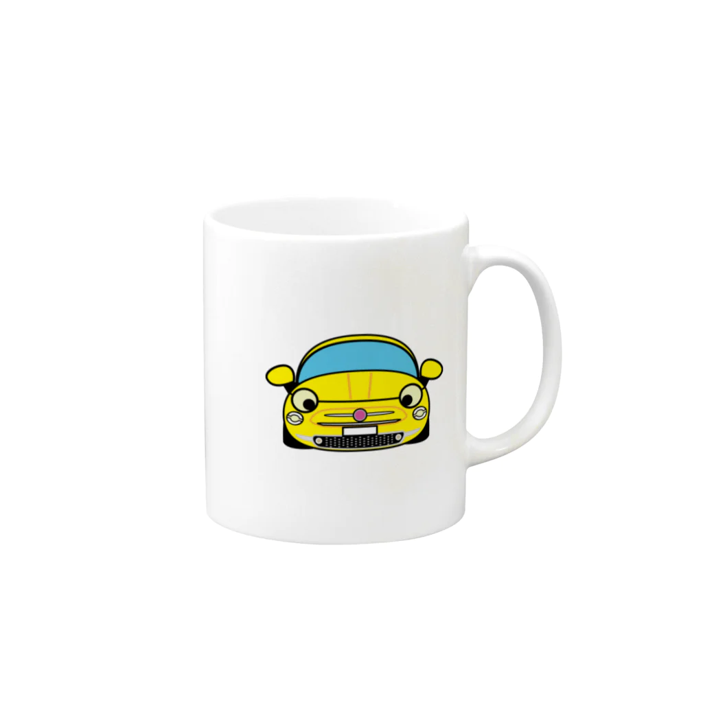 bajiponの黄色カー Mug :right side of the handle