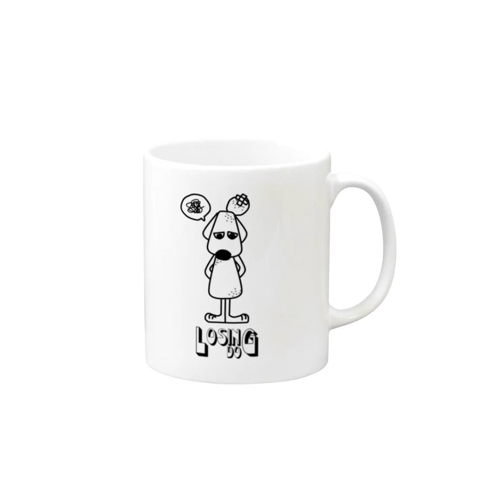 KONKONのLosingDog(負け犬)白黒ver. Mug :right side of the handle