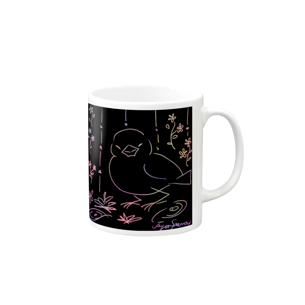 Lily bird（リリーバード）の文鳥スクラッチ Mug :right side of the handle