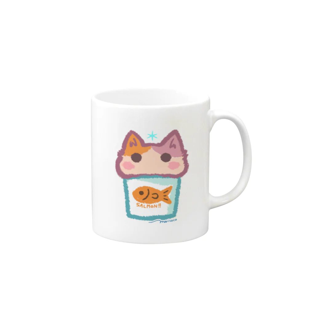 maricoco11のサーモンタンブラーに入るネッコ(猫 Mug :right side of the handle