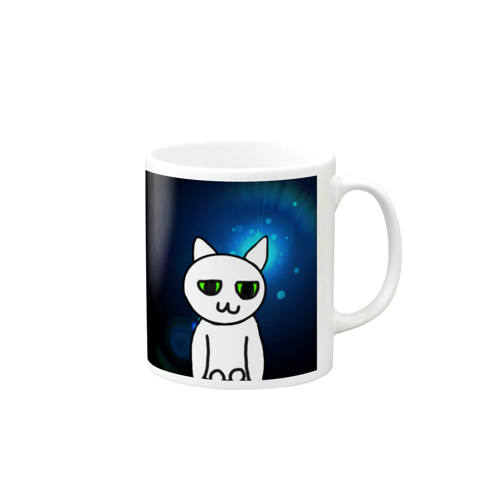 AKI⭐︎CATの宇宙な白猫くん Mug :right side of the handle