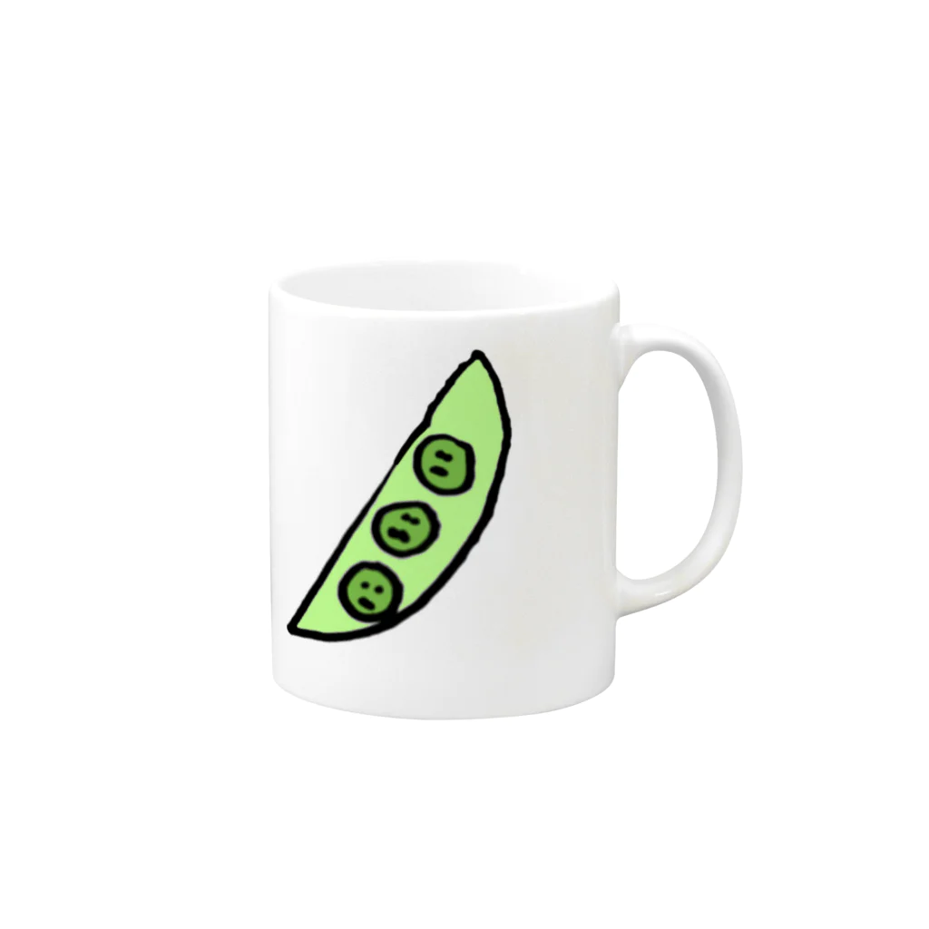 mmnnのたぶんゆるサヤエンドウ Mug :right side of the handle