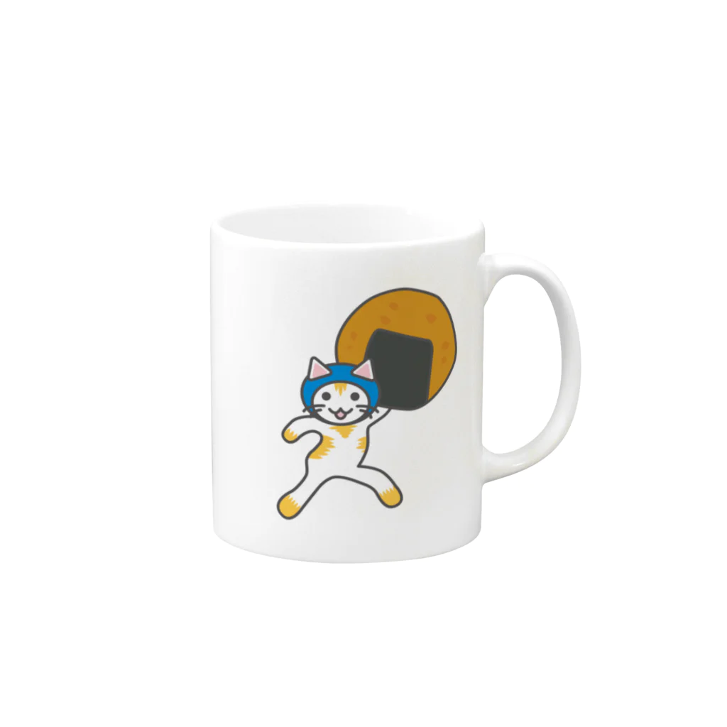 ヨープキャンが気になったのせんべいねこ Mug :right side of the handle