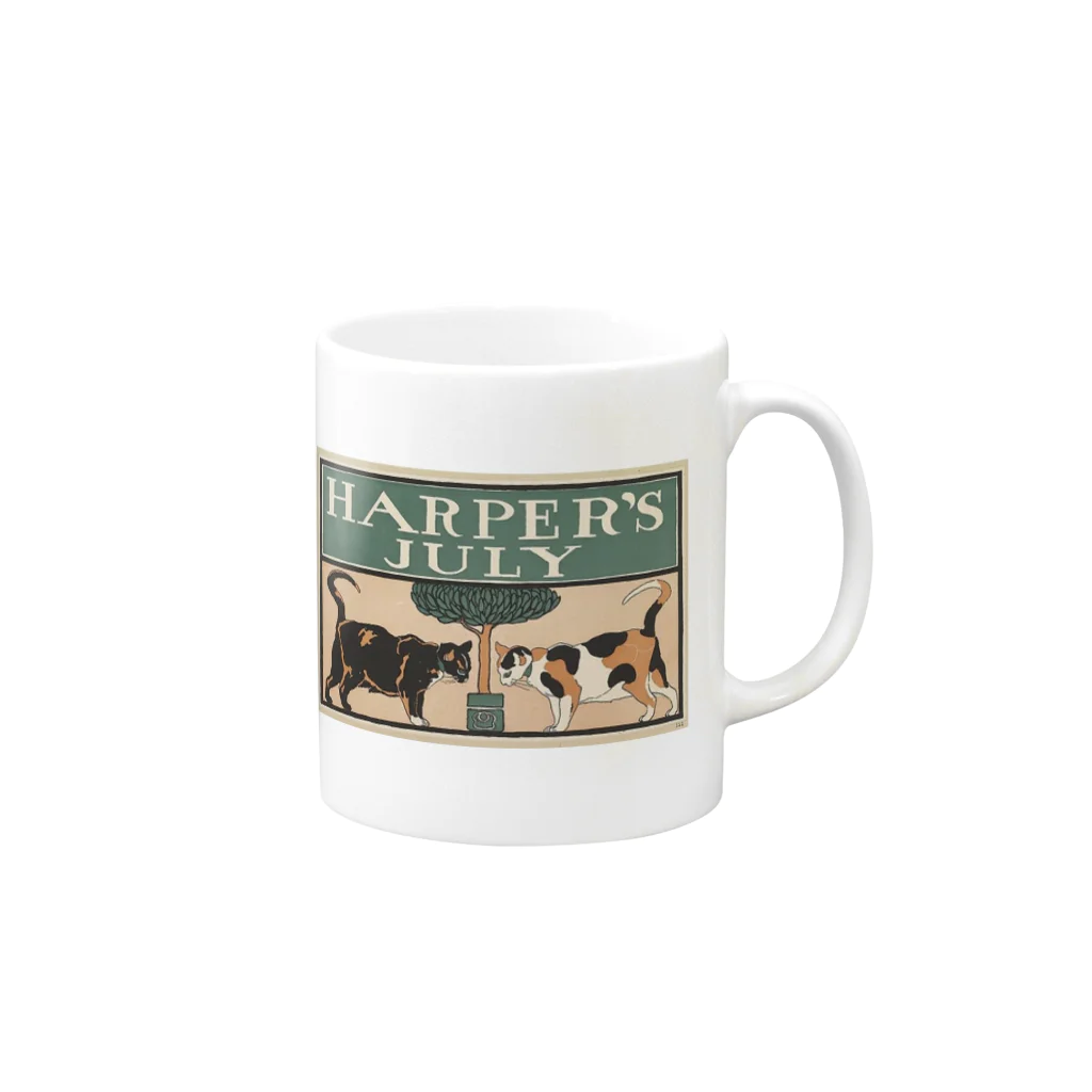 YS VINTAGE WORKSのNY Harper's 1898 ネコ2匹 Mug :right side of the handle