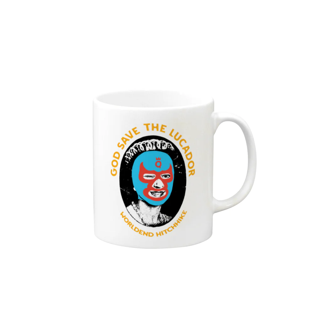 ワールドエンド ヒッチハイクのゴッド・セーブ・ザ・ルチャドール　GOD SAVE THE LUCHADOR Mug :right side of the handle