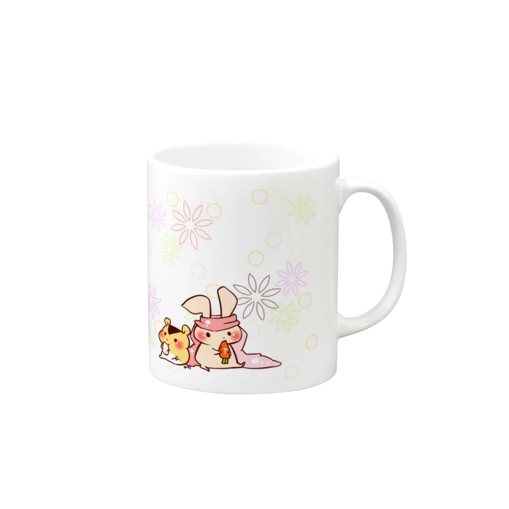 のち＠LINEスタンプ販売中のもぐもぐうさはむ２ Mug :right side of the handle