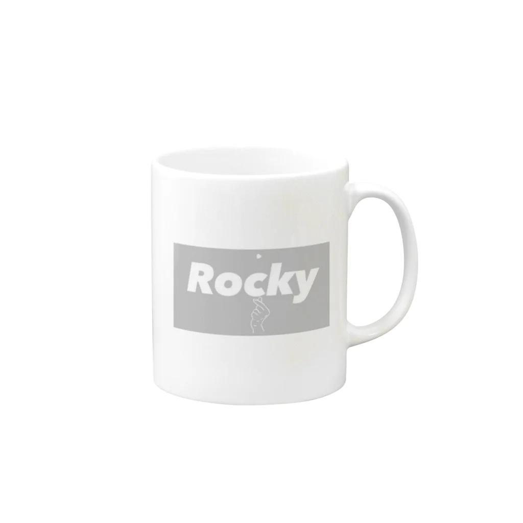 ROCKYのgray-heart- Mug :right side of the handle