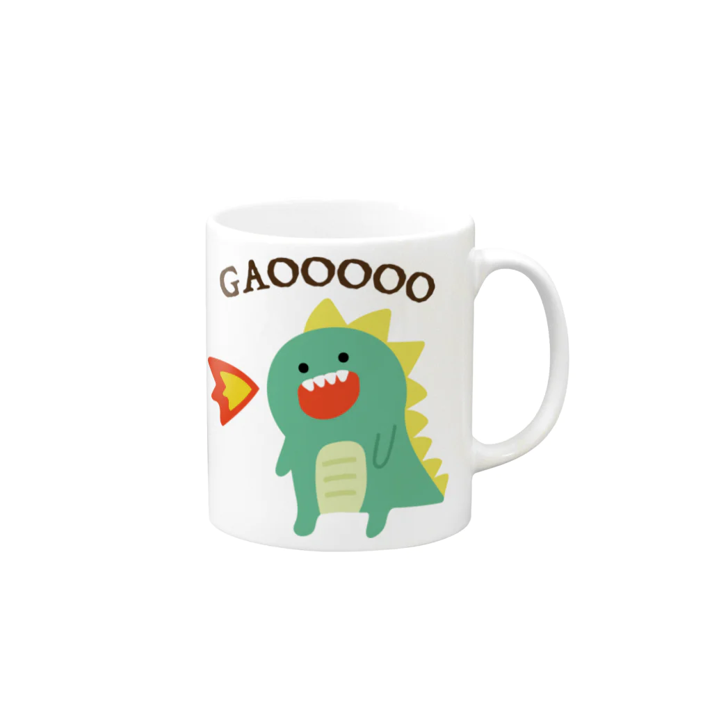 ごはんはおいしいの恐竜さんGAOOOO マグカップの取っ手の右面