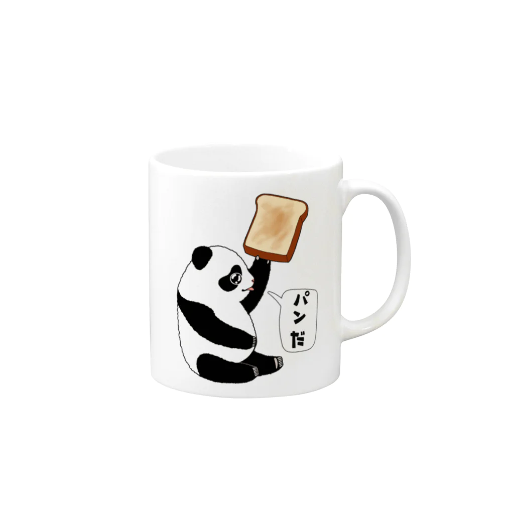 LalaHangeulの「パンだ」とつぶやく子パンダ Mug :right side of the handle