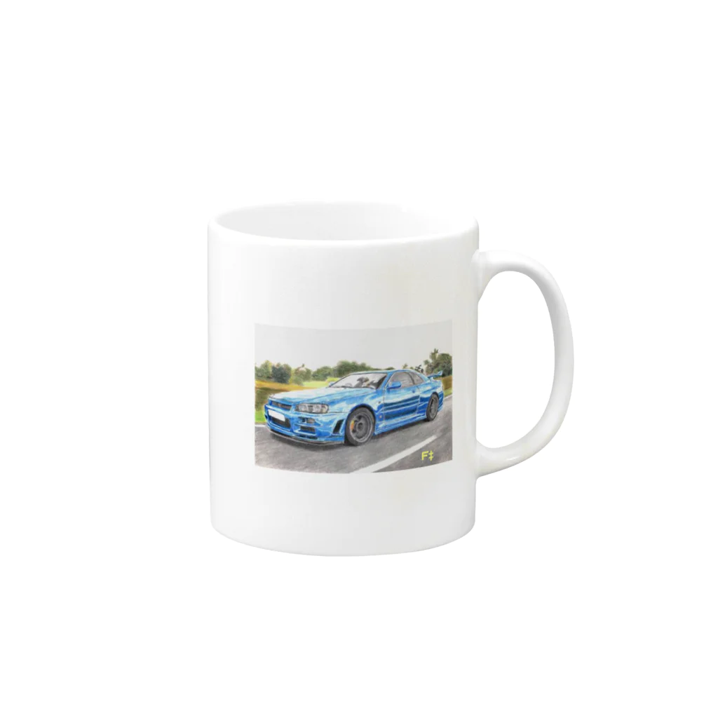 F‡ck the PoliceのF‡cking GTR-34 Mug :right side of the handle