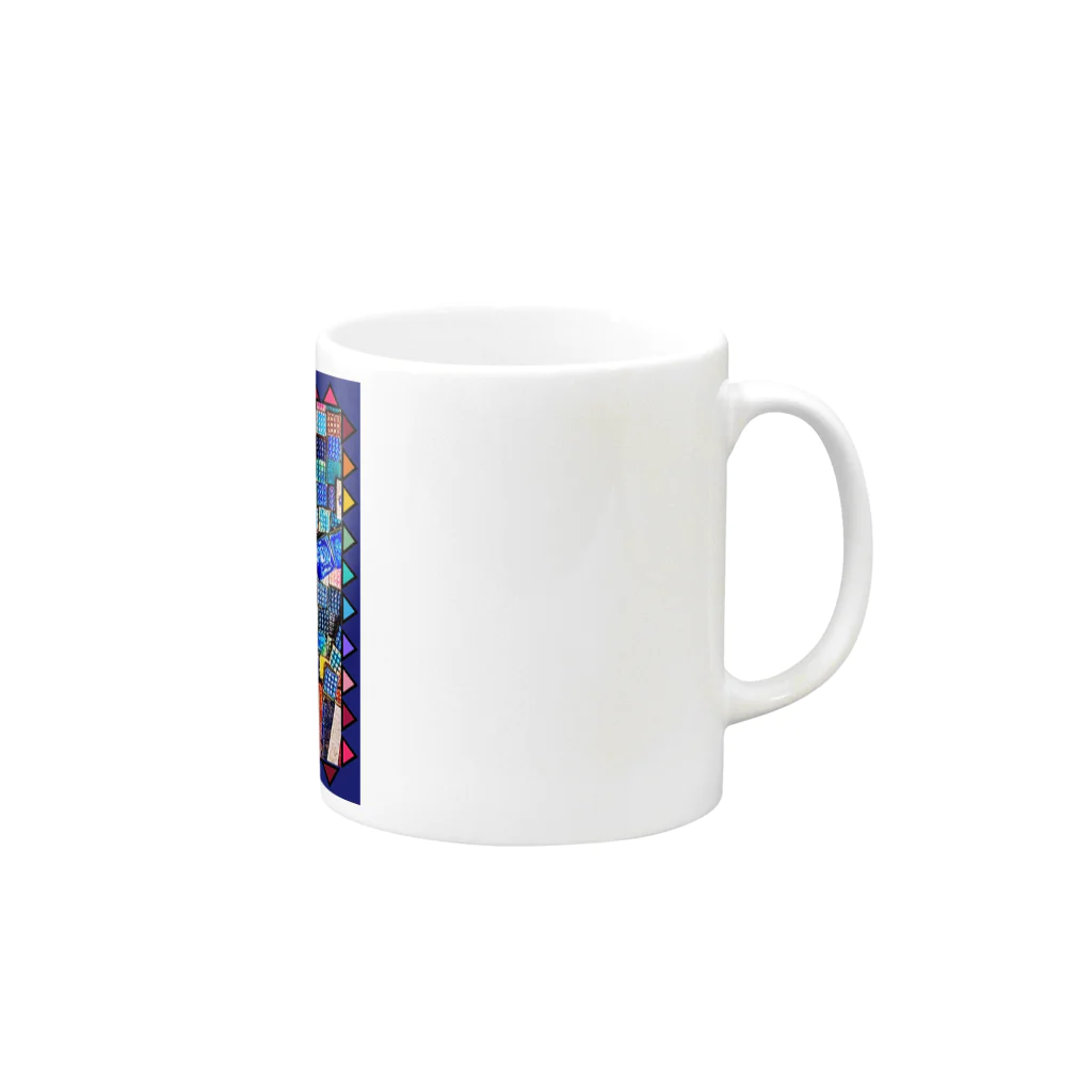 ヒーリングスマイルのカラフルモザイク Mug :right side of the handle