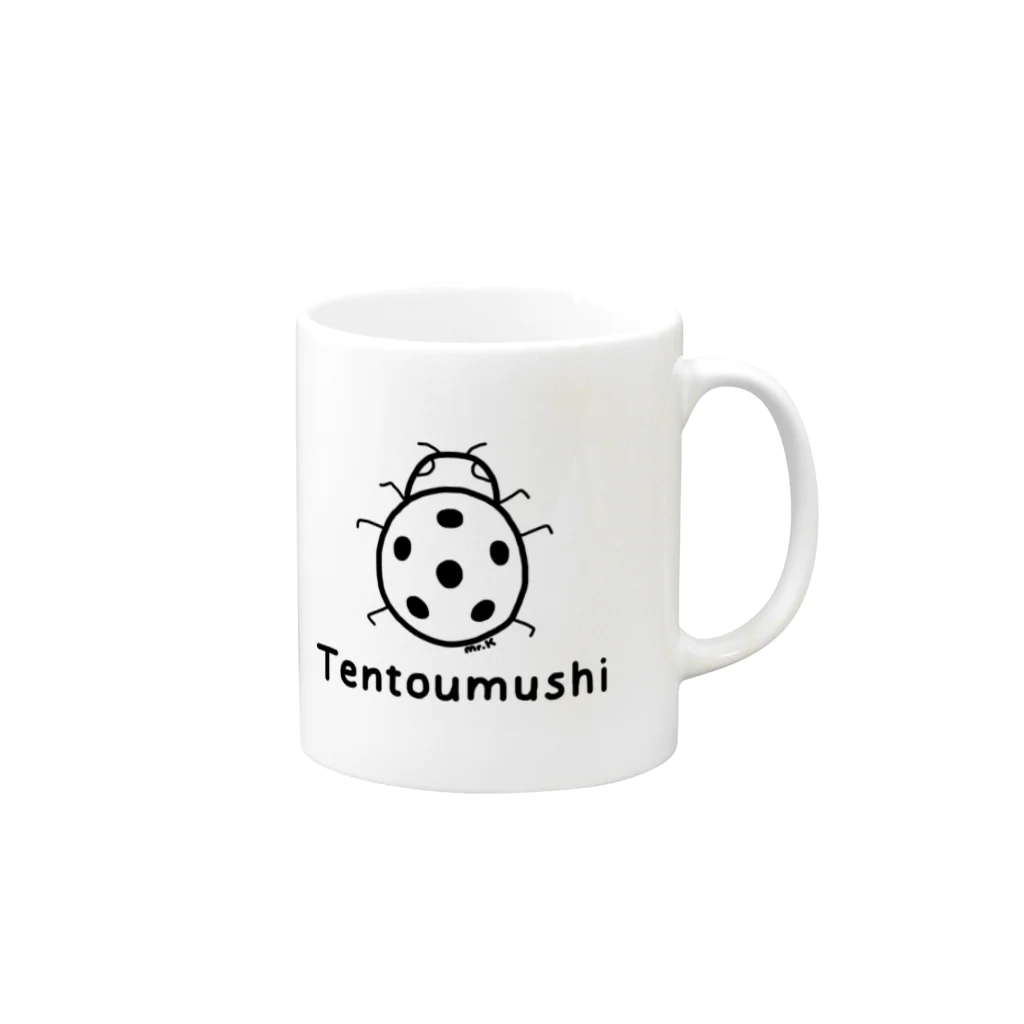 MrKShirtsのTentoumushi (てんとう虫) 黒デザイン Mug :right side of the handle