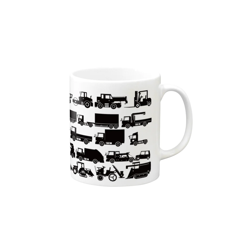 働く車・乗り物Tシャツ／KK商店のいろんな働く車 Mug :right side of the handle