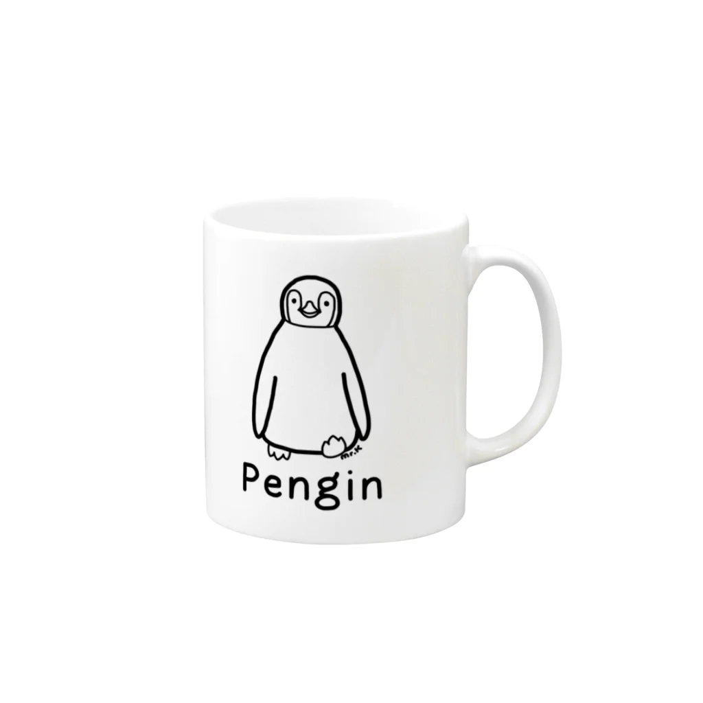 MrKShirtsのPengin (ペンギン) 黒デザイン マグカップの取っ手の右面
