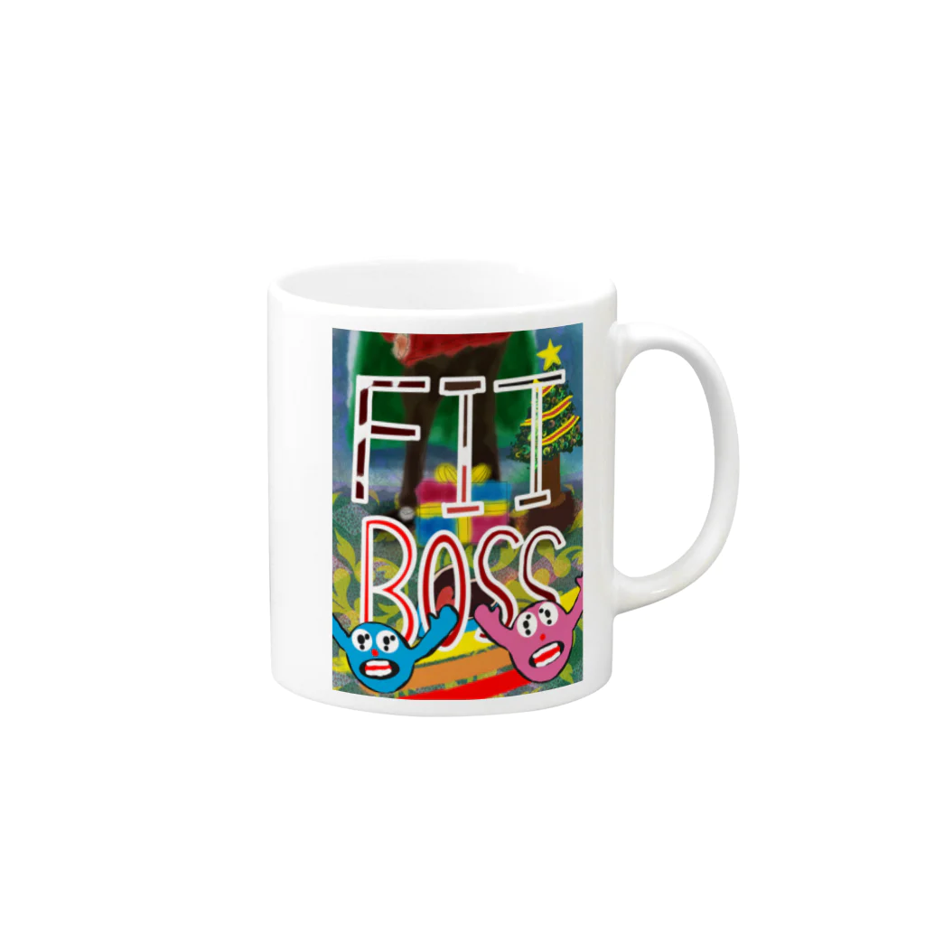 AkironBoy's_Shopの第二弾　【クリスマス】と【バレンタインデー】が合体したら「FIT BOSS」となった‼︎ Mug :right side of the handle