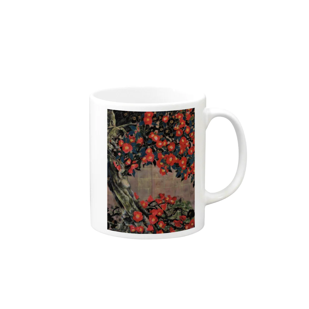 日本画家 加藤 由利子の花椿 Mug :right side of the handle