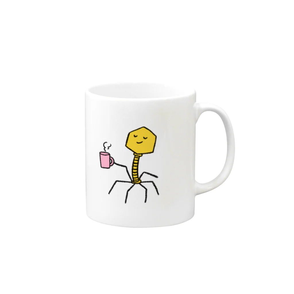 Phage Daisuki Clubのほっとひといきファージ Mug :right side of the handle