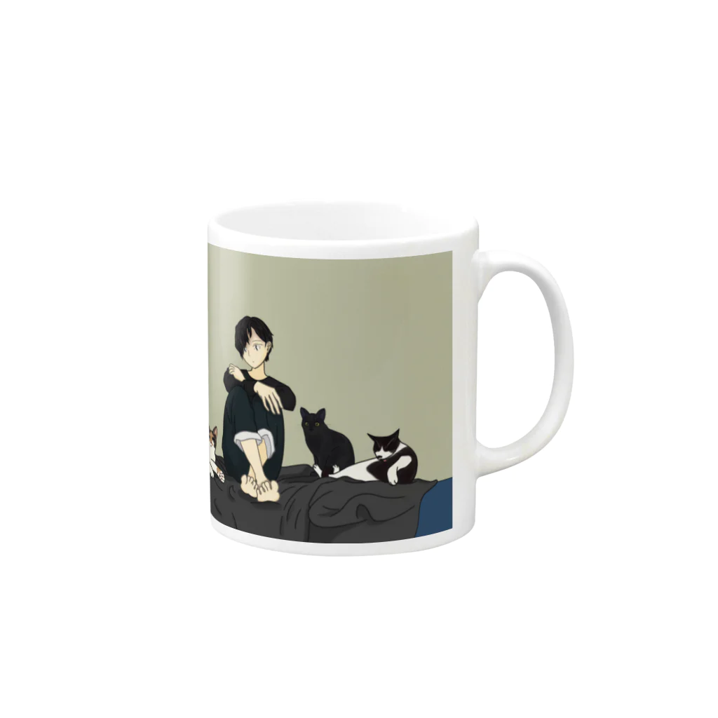 トニーと猫の猫との日常 Mug :right side of the handle