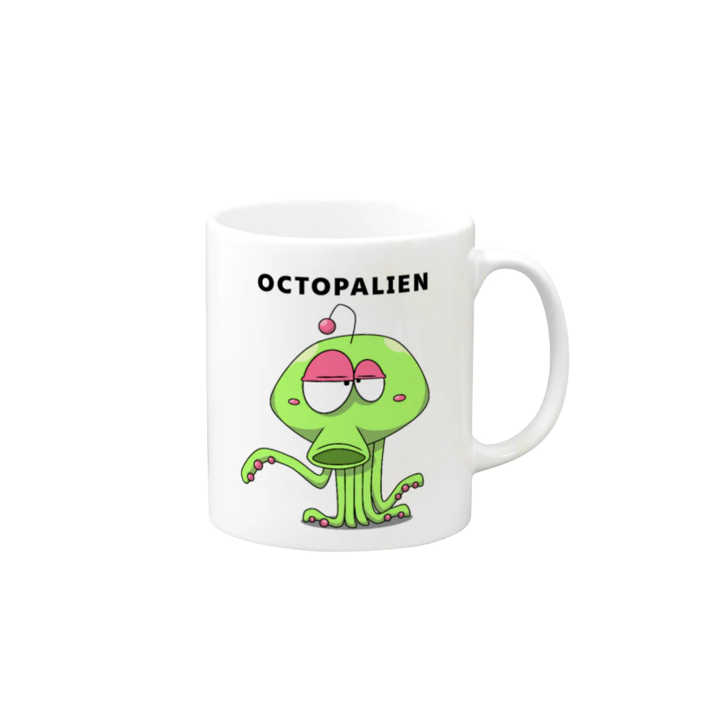 chiplizardのおとぼけタコ型宇宙人オクトパリアン Mug :right side of the handle