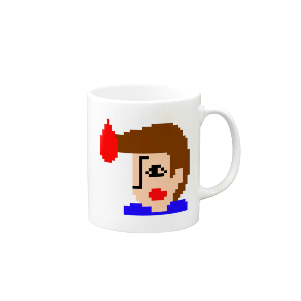 いーの！だめの?suzuri支店のリーゼント燃えてるよ　ドット絵2 Mug :right side of the handle