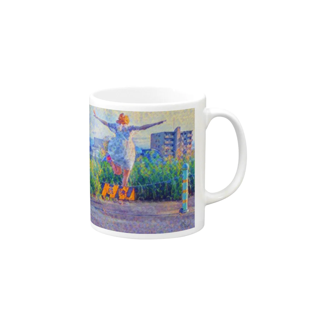 野生のアイドル観察小屋 Suzuri出張所の彩花は危険を超えてゆく Mug :right side of the handle