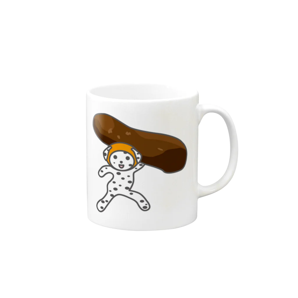 ヨープキャンが気になったのかりんとういぬ Mug :right side of the handle