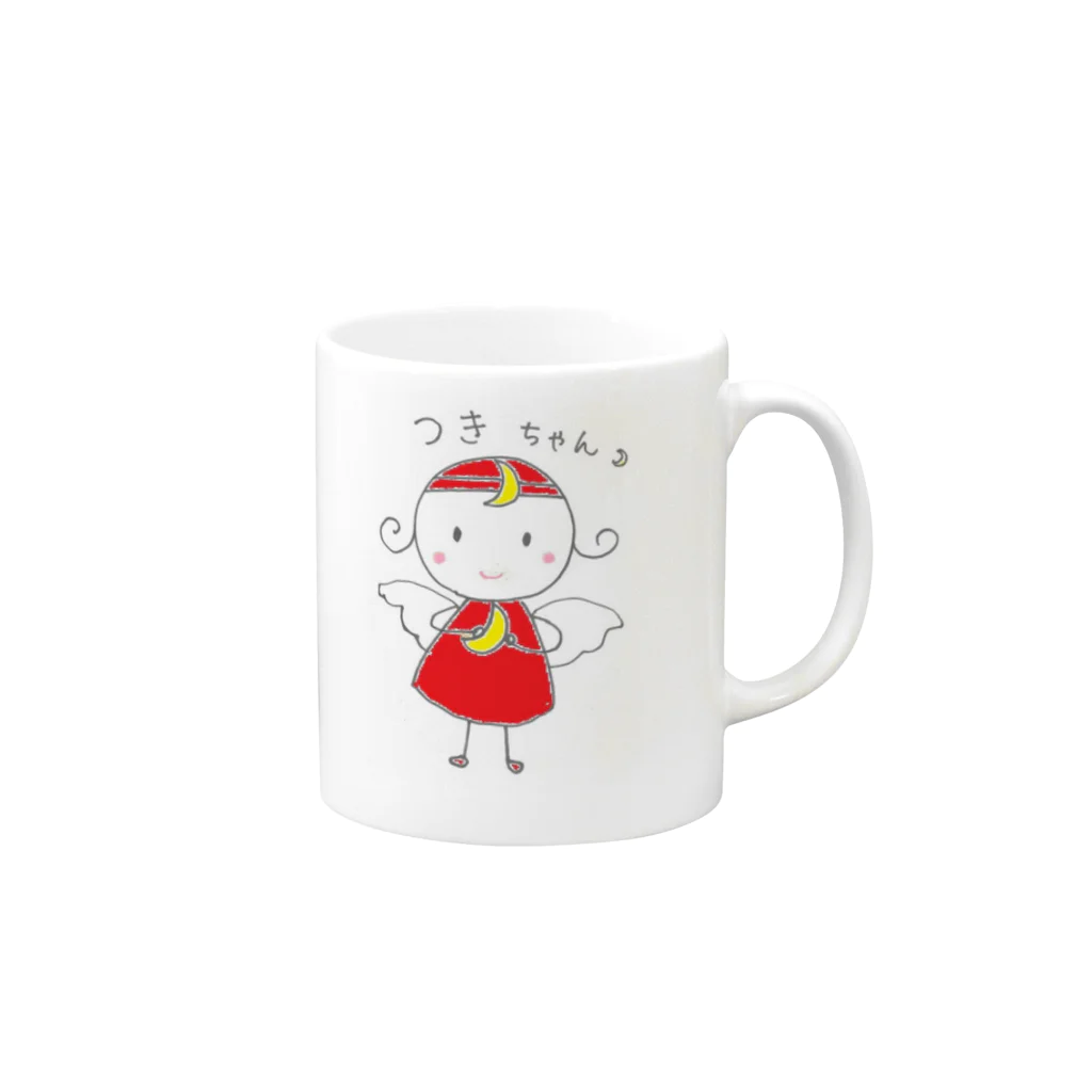 月の祈りのつきちゃん Mug :right side of the handle